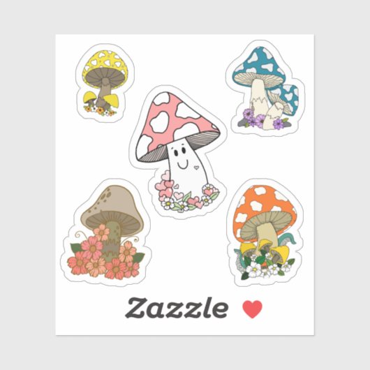 Sticker Ensemble d'autocollants de champignons (Feuille)