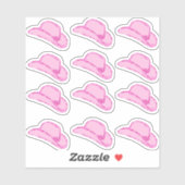 Sticker Ensemble d'autocollants de chapeau de cowgirl rose (Feuille)