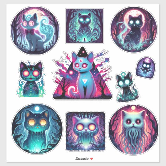 Sticker Ensemble d'autocollants de chats spectraux (Feuille)