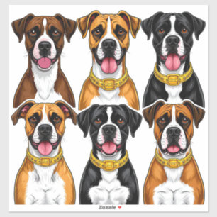 Sticker Ensemble d'autocollants de chiens avec visage déta