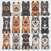 Sticker Ensemble d'autocollants de chiens avec visage déta (Devant)
