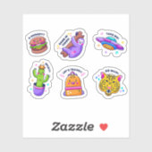 Sticker Ensemble d'autocollants de dessin amusant (Feuille)