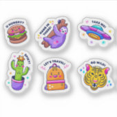 Sticker Ensemble d'autocollants de dessin amusant (Devant)