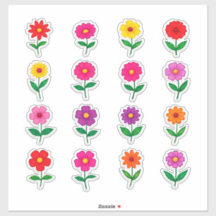 Sticker Ensemble d'autocollants de fleurs colorés