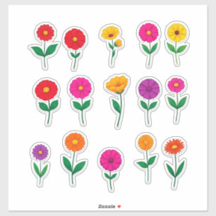 Sticker Ensemble d'autocollants de fleurs colorés