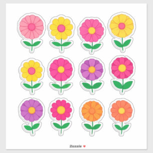Sticker Ensemble d'autocollants de fleurs colorés