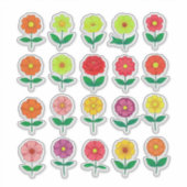 Sticker Ensemble d'autocollants de fleurs colorés (Devant)