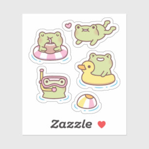 Sticker Ensemble d'autocollants de grenouilles mignonnes p