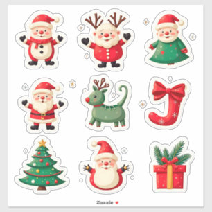 Sticker Ensemble d'autocollants de joie de Noël colorés St