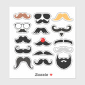 Sticker Ensemble d'autocollants de moustache expressifs Fu (Feuille)