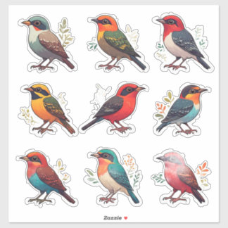 Sticker Ensemble d'autocollants de personnages d'oiseaux c