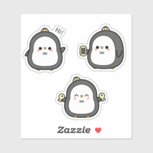 Sticker Ensemble d'autocollants de pingouin mignon Kawaii