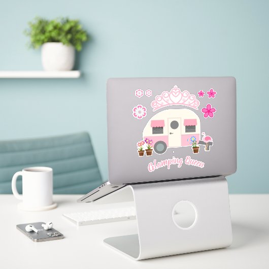 Sticker Ensemble d'autocollants de reine de glamping rose (Ordinateur portable sur le bureau)
