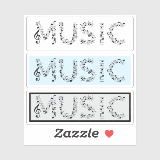 Sticker Ensemble d'autocollants de typographie musicale (Feuille)