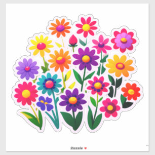 Sticker Ensemble d'autocollants floraux colorés avec des f