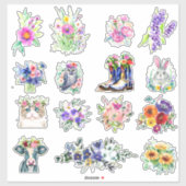 Sticker Ensemble d'autocollants floraux de printemps et d' (Feuille)