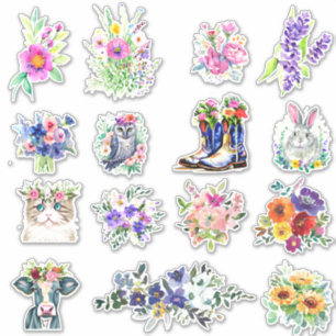 Sticker Ensemble d'autocollants floraux de printemps et d'