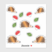 Sticker Ensemble d'autocollants Hérissons et Champignons (Feuille)