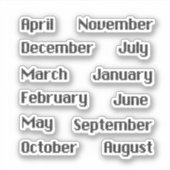 Sticker Ensemble d'autocollants pixelisés mois de l'année  (Devant)