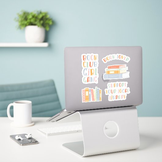 Sticker Ensemble d'autocollants pour amateur de livres (Ordinateur portable sur le bureau)