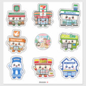Sticker Ensemble d'autocollants vinyles Chibi Konbini pour (Feuille)