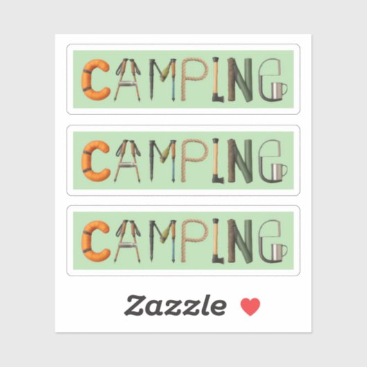 Sticker Ensemble d'autocollants Word Camping (Feuille)