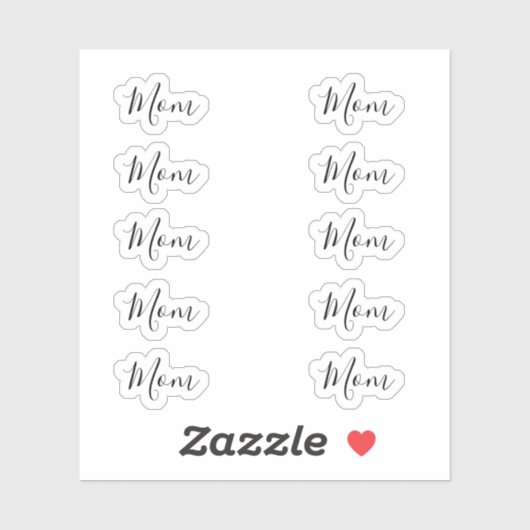 Sticker Ensemble de 10 - Élégant script de signature "Mama (Feuille)