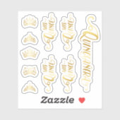 Sticker Ensemble de 10 mots Gold Crown, Tiara et Quinceañe (Feuille)