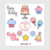 Sticker Ensemble de 12 anniversaires (Feuille)