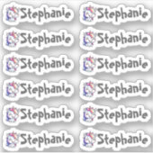 Sticker Ensemble de 12 Petits Noms de Licorne Souriants Fa (Devant)