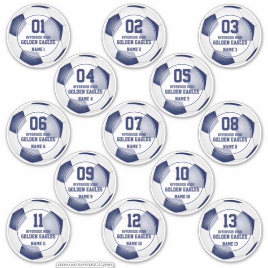 Sticker ensemble de 13 couleurs bleu blanc de l'équipe de (Devant)