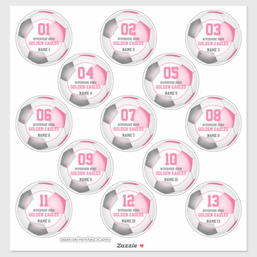 Sticker Ensemble de 13 filles rose gris esprit de l'équipe (Feuille)