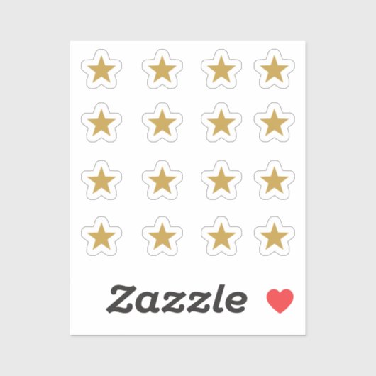 Sticker Ensemble de 16 étoiles jaune doré (Feuille)