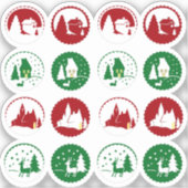Sticker Ensemble de 16 scènes hivernales de Noël au vert r (Recto)