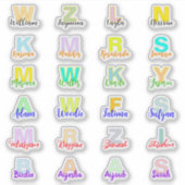 Sticker (Ensemble de 24) Noms Monogrammes modernes | Résis (Devant)
