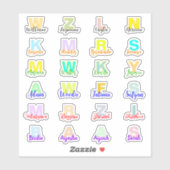Sticker (Ensemble de 24) Noms Monogrammes modernes | Résis (Feuille)