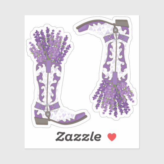 Sticker Ensemble de 2 Lavender Cowboy Boot Custom Cut (Feuille)