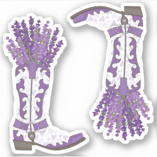 Sticker Ensemble de 2 Lavender Cowboy Boot Custom Cut (Devant)