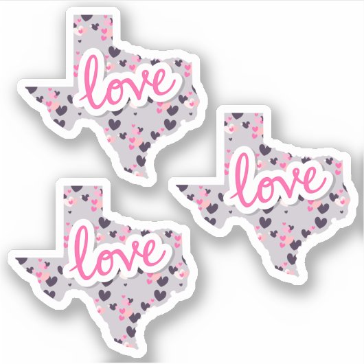 Sticker Ensemble de 3 Amours au Texas - Saint Valentin (Devant)