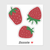 Sticker Ensemble de 3 fraises (Feuille)