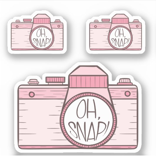 Sticker Ensemble de 3 Oh Snap ! Caméra Pastel Rose (Devant)