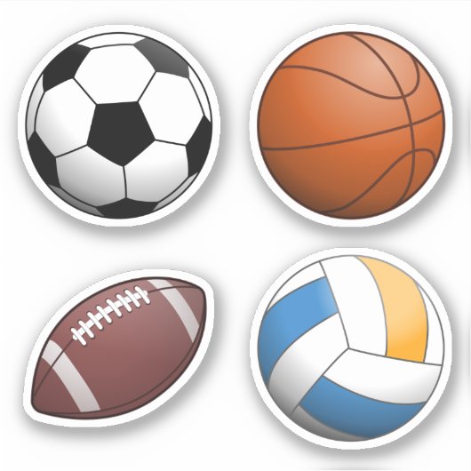 Sticker Ensemble de 4 balles de sport (Devant)