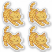 Sticker Ensemble de 4 chats orange tabby qui s'étirent (Devant)