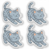 Sticker Ensemble de 4 chats tabby gris étirés (Devant)