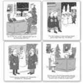 Sticker Ensemble de 4 Drôle Thème Légal Caricatures. (Devant)