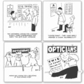 Sticker Ensemble de 4 Drôles Opticiens Drôle. (Devant)