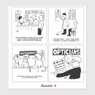 Sticker Ensemble de 4 Drôles Opticiens Drôle.