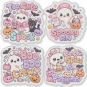 Sticker Ensemble de 4 fantômes d'Halloween infirmière mign (Devant)