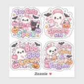 Sticker Ensemble de 4 fantômes d'Halloween infirmière mign (Feuille)