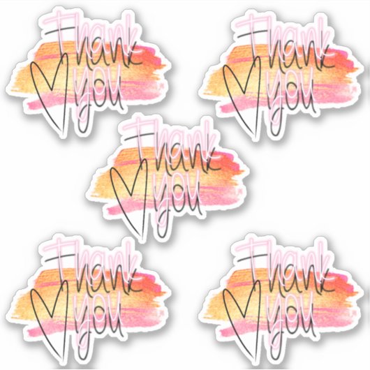 Sticker Ensemble de 4 Merci Décoratifs Moderne Script (Devant)